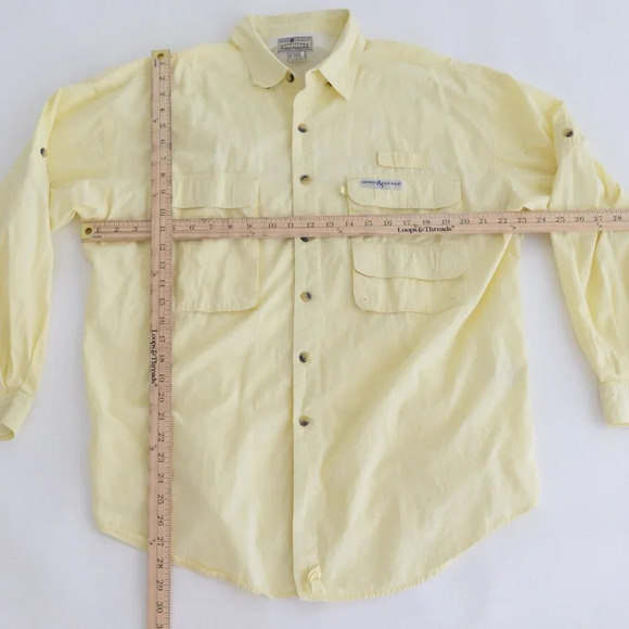 Vintage Hook & Tackle Outfitters  Technical Fishing Gear Yellow Button Up Shirt - Picture 3 of 11
